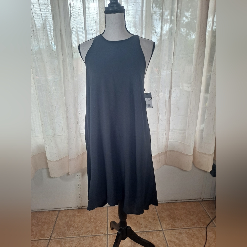 Massimo Elegant Black Sleeveless High Low Dress. Size Medium. New.